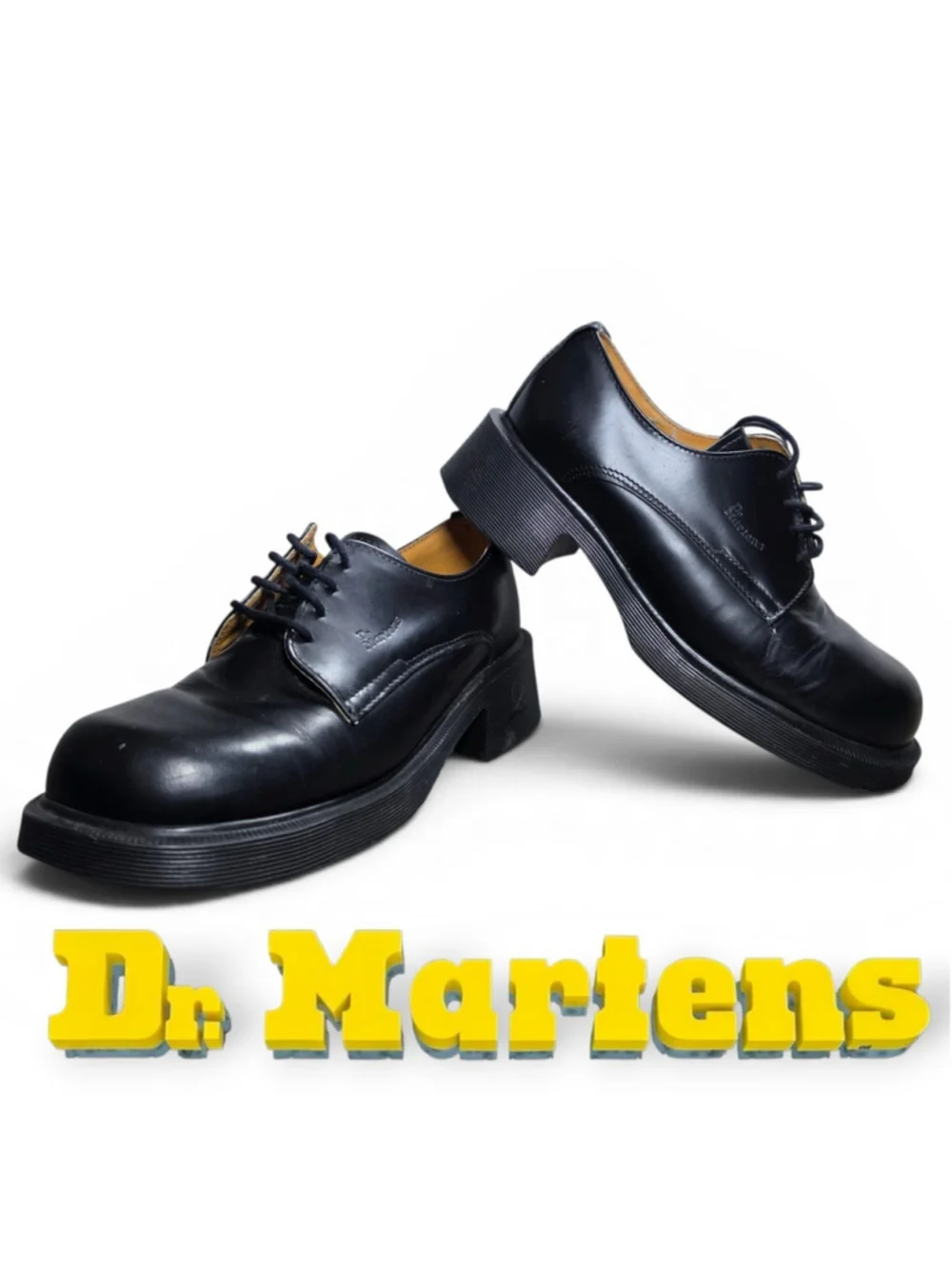 Dr Martens VTG Derby Shoes Women's 6 US Black Leather Chunky 8461 England